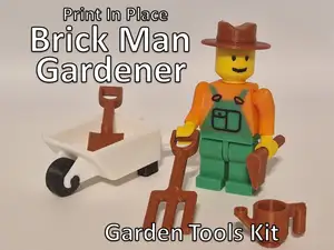Brick Man Gardener with Garden Tools Kit