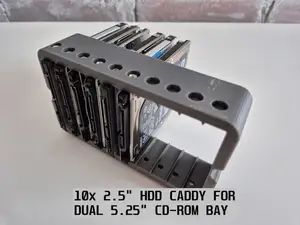 10x 2.5" HDD caddy for dual 5.25" CD-ROM bay