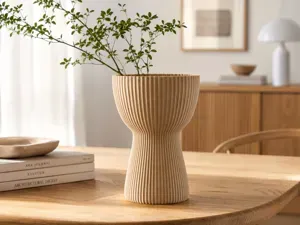 Ribbed Cup Vase - Japandi Fluted Planter