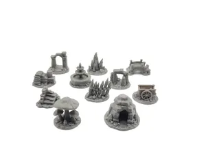 Fantasy Terrain Miniatures Set Scenery Pieces