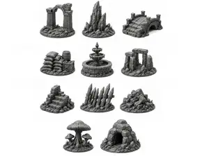 Fantasy Terrain Miniatures Set Scenery Pieces