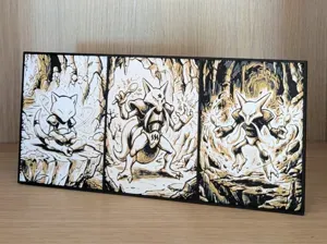 Abra, Kadabra & Alakazam Pokemon Hueforge & Frame