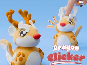 Christmas Reindeer Dragon Fidget Clicker +Keychain