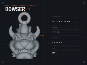 Bowser Head Keychain — 36 mm Chibi Charm