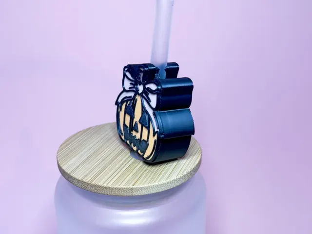 Cute Pumpkin Straw Topper — Image 3 of 3
