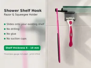 Shower Shelf Hook – Razor & Squeegee Holder