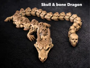 Articulated flexi dragon skull and bone V2