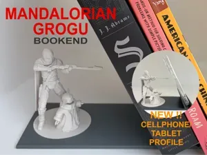 Mandalorian & Grogu Bookend + Phone/Tablet Holder