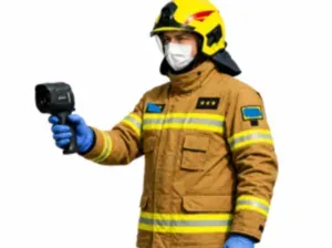 Polish firefighter with a thermal imaging camera