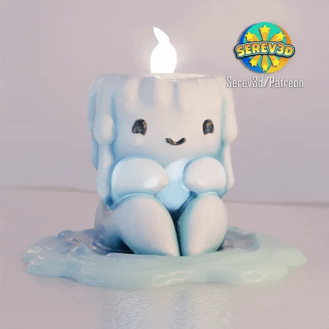 Cute Melting Ice Candle Holder-NO SUPPORTS-Serev3D