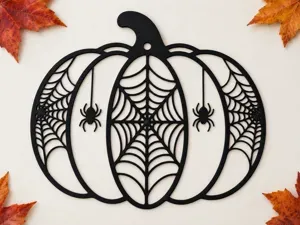 Twin Spider Pumpkin – Halloween Hanging Decor