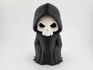Urban Ghost Reaper 3D Printed Skull Toy in Black