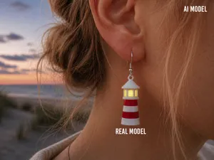 Tiny Glowing Lighthouse Earring, Pendant, Keychain