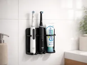 Dual Oral-B Toothbrush and Toothpaste Wall Holder