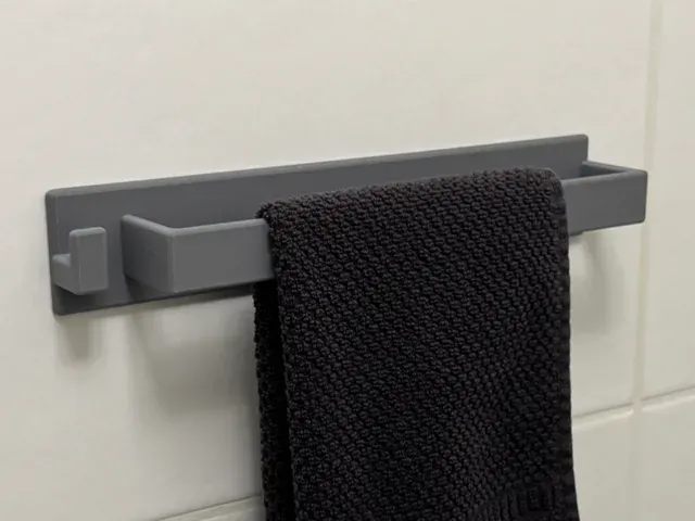 Adhesive Bathroom Towel Bar + Hook (No-Drill)