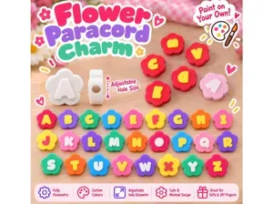 Paracord Flower Letter Charm – Keychain Chunky