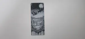 Santa Sleigh Flying Snowy Forest Bookmark