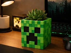 Voxel Face Mini Planter / Desk Organizer
