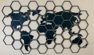 World Map Hexagon Wall Art
