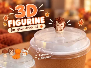 Cute Hedgehog Coffee Drink Cup Lid Topper