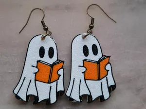 MultiColor Ghost Book Halloween Earrings