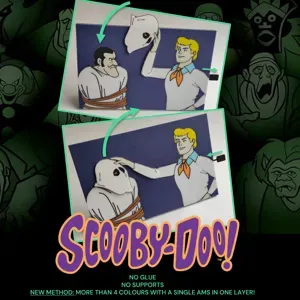 Scooby-Doo mask reveal meme modular display, actuator/automata toy, fully 3D printed, 8 colors 1 AMS