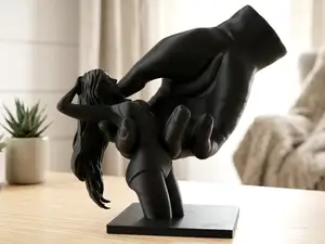 Giant Hand & Tiny Woman Sculpture – Surreal Art