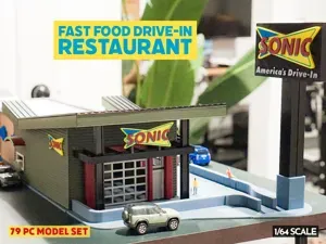 Fast Food Drive-In Model Set - 1:64 Scale Diorama