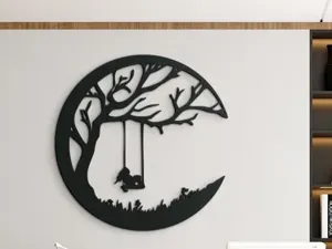 3D Wall Sticker Autumn Tree with Swing