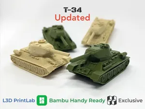 Mini T-34 Soviet Tank 1/200 By L3D PrintLab