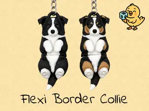 Border Collie Keychain – Articulated Flexi Toy Dog
