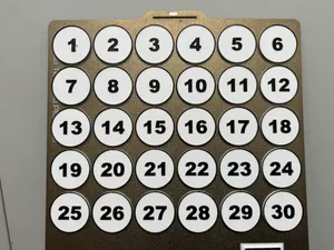 Large set of tokens with number 1 - 180
