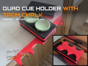 Quad Cue Holder with Double Taom Chalk Holder