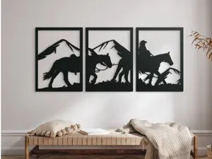 Rider in the Mountains 3-Piece Wall Art