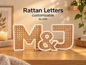 Rattan Initial Letter with Name — Parametric