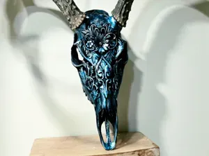 Graphic Deer Skull - Floral Elegance - BAS Antler