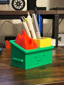 Carton Dumpster Fire pen holder