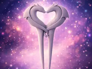 Dragon Heart Hair Clip Fermaglio 2 Draghi a Cuore