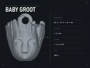 Baby Groot Head Keychain — 31 mm Chibi Charm