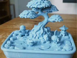 Pokemon Water Starter Pond Bonsai Diorama