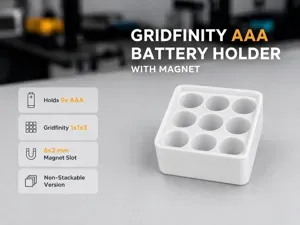 Gridfinity AAA battery holder with magnet