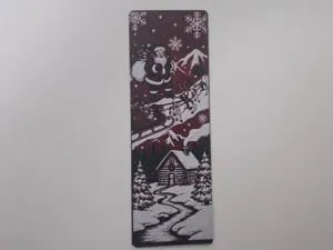 Santa Sleigh Flying Snowy Cabin Bookmark