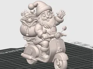 Santa on a vintage scooter