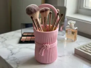 Boho Knot Ribbed Makeup Brush & Vanity Organizer