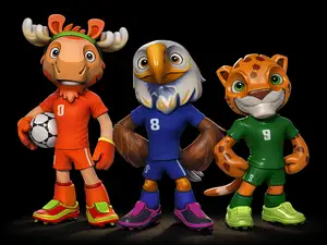 Mascotas Mundial Futbol 2026 Canadá USA México 3D