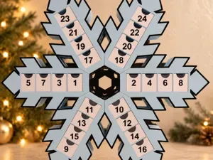 Schneeflocken-Adventskalender mit 24 Schubladen
