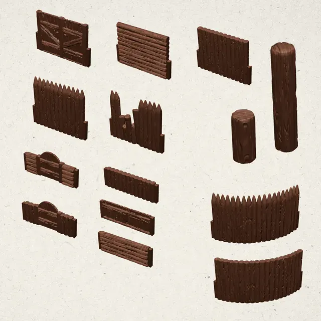 Modular Wooden Walls and Fences Set — Image 2 of 5