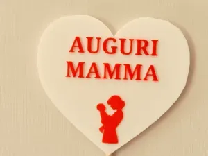 Mother’s Day Heart Cake Topper “Auguri Mamma” –