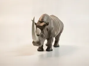 Low Poly Rhinoceros Animal Figure