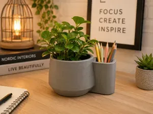 Modern Planter with Pencil Holder-Desk Organizer